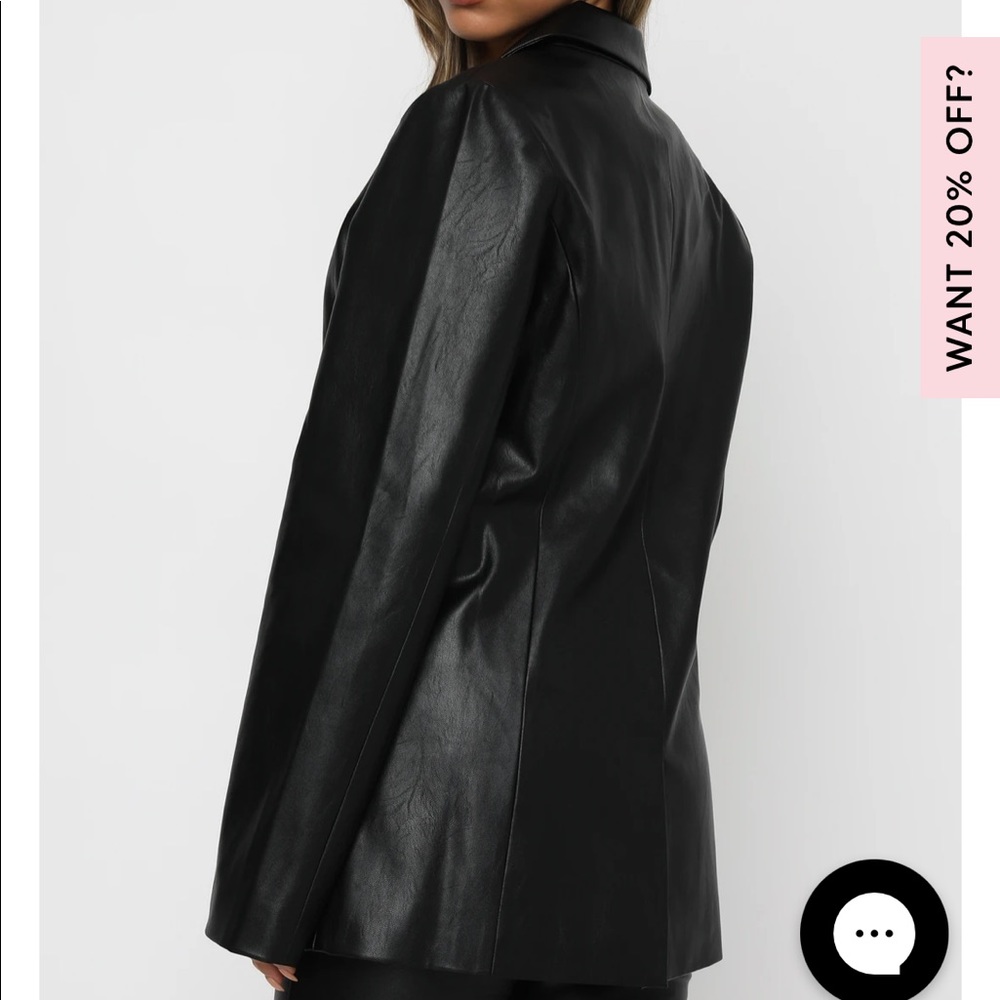NWT White Fox Faux leather Take The Lead Blazer Black sz M/L - Picture 3 of 4